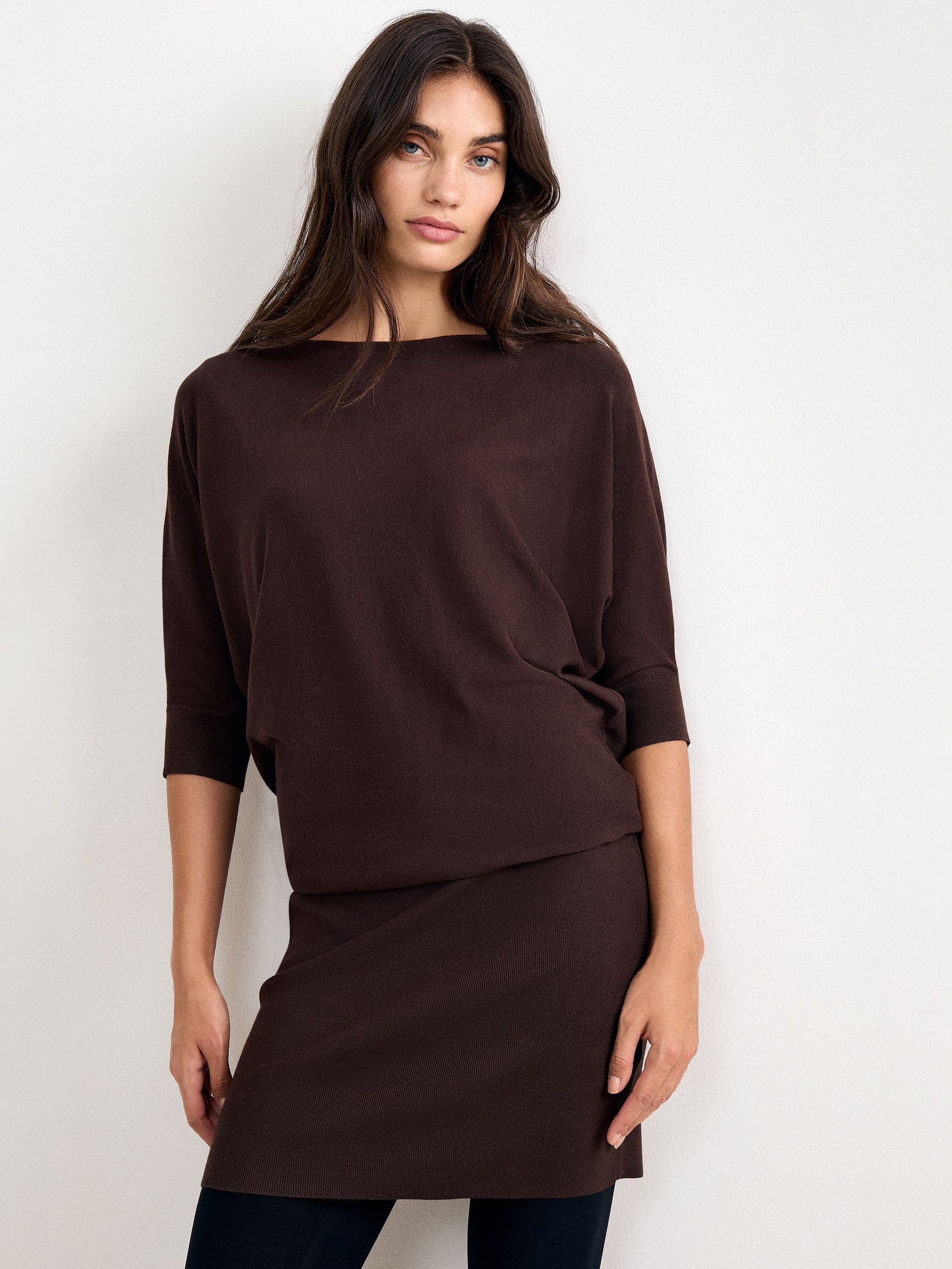 Phase Eight Women's Becca Knit Dress in Chocolate | Size: 20 - Image 1