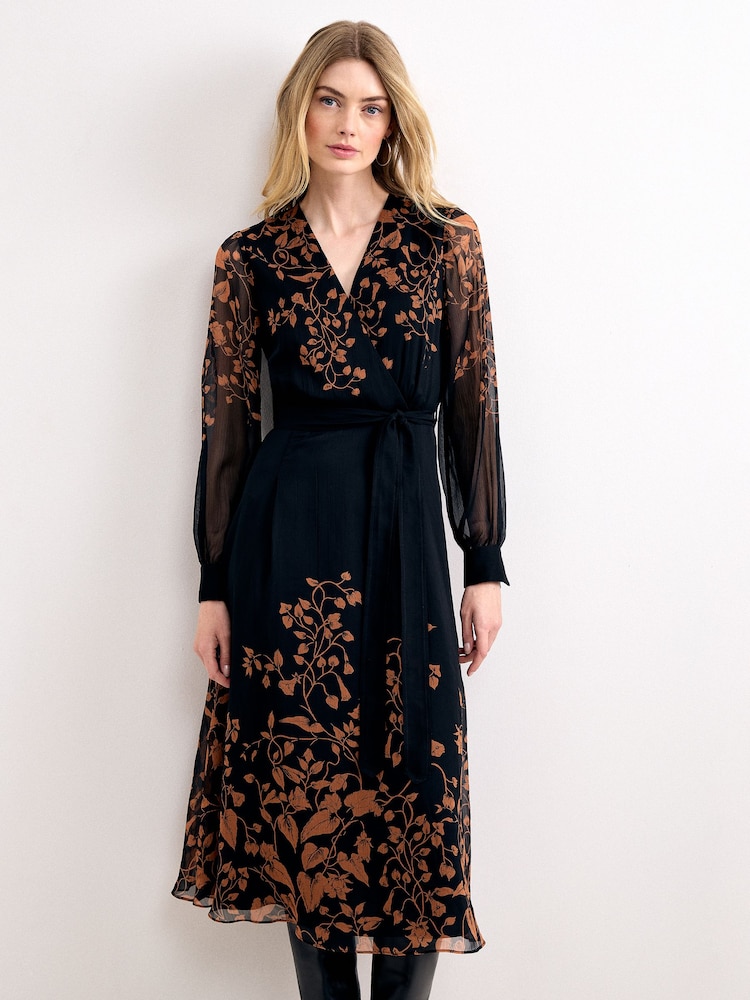 Phase Eight Black Arema Print Dress - Image 1 of 6 Phase Eight Black Arema Print Dress - Image 1 of 6
