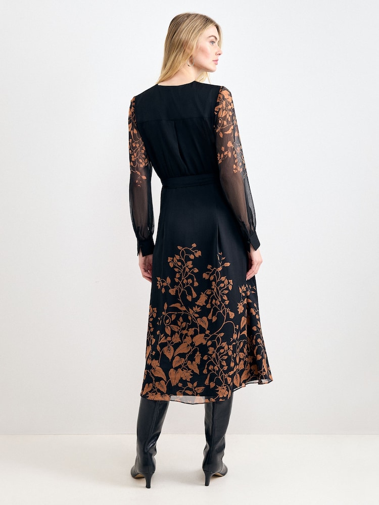 Phase Eight Black Arema Print Dress - Image 2 of 6 Phase Eight Black Arema Print Dress - Image 2 of 6