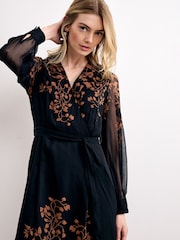 Phase Eight Black Arema Print Dress - Image 4 of 6