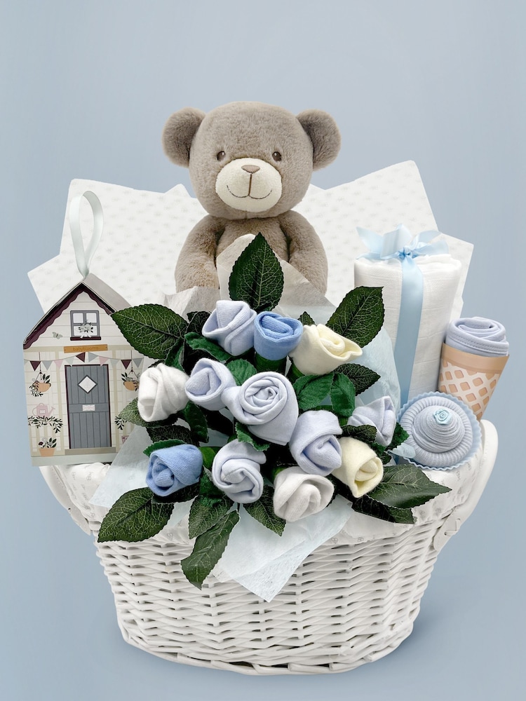Babyblooms Blue Frankie Bear's New Baby Gift Basket - Image 1 of 10