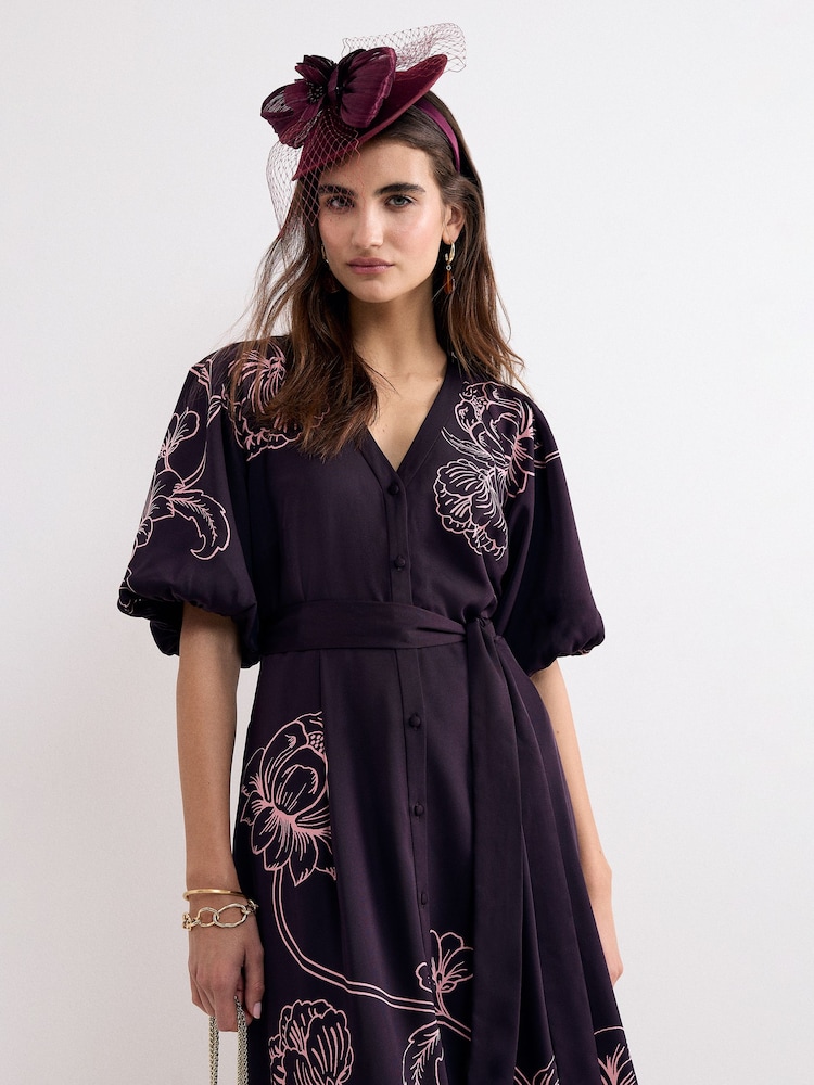 Phase Eight Purple Mabel Print Dress - Image 7 of 7