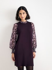 Phase Eight Purple Giselle Knit Dress - Image 1 of 5