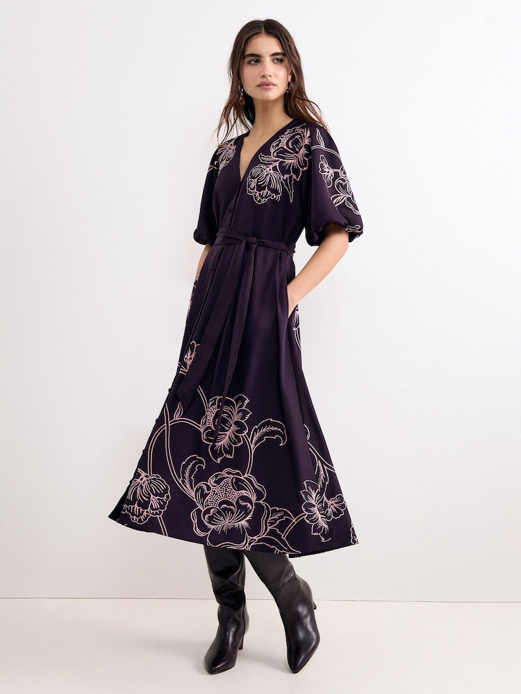 Phase Eight Purple Mabel Print Dress - Image 1 of 7 Phase Eight Purple Mabel Print Dress - Image 1 of 7