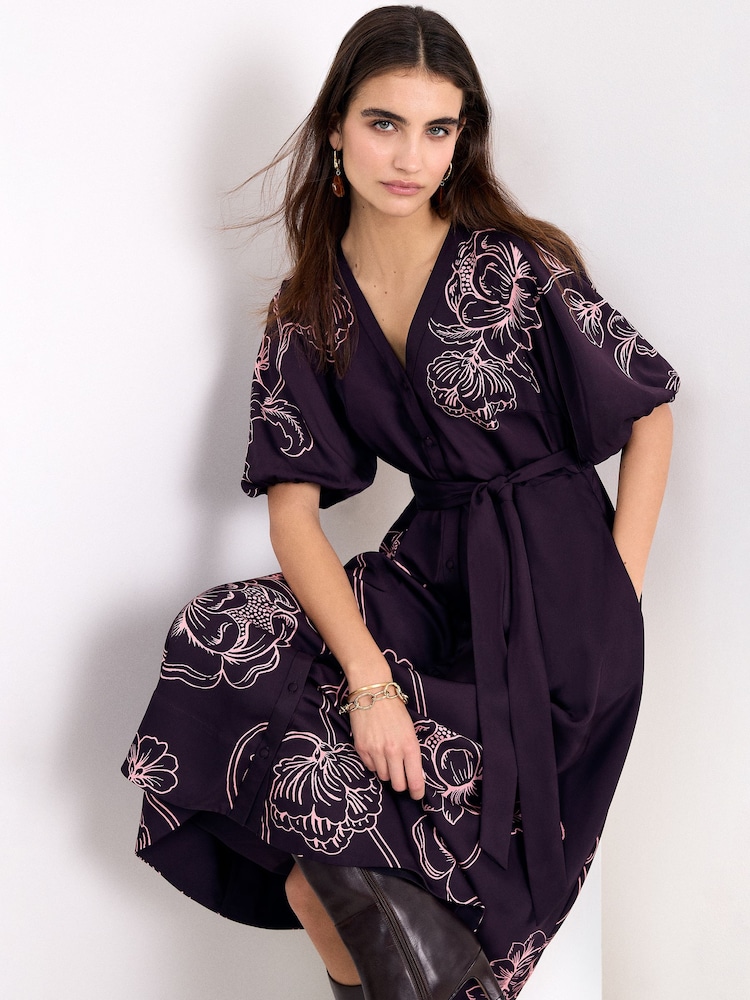 Phase Eight Purple Mabel Print Dress - Image 2 of 7 Phase Eight Purple Mabel Print Dress - Image 2 of 7