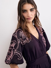 Phase Eight Purple Mabel Print Dress - Image 4 of 7