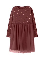 Rouge - Robe en jersey et tulle Name It Cœur imprimés - Image 1 de 2