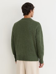 Reiss Dark Green Archibald Monogram Embroidered Relaxed Wool Jumper - Image 5 of 6