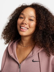 Nike Brown Oversized Mini Phoenix Fleece Swoosh Full Zip Hoodie - Image 7 of 12