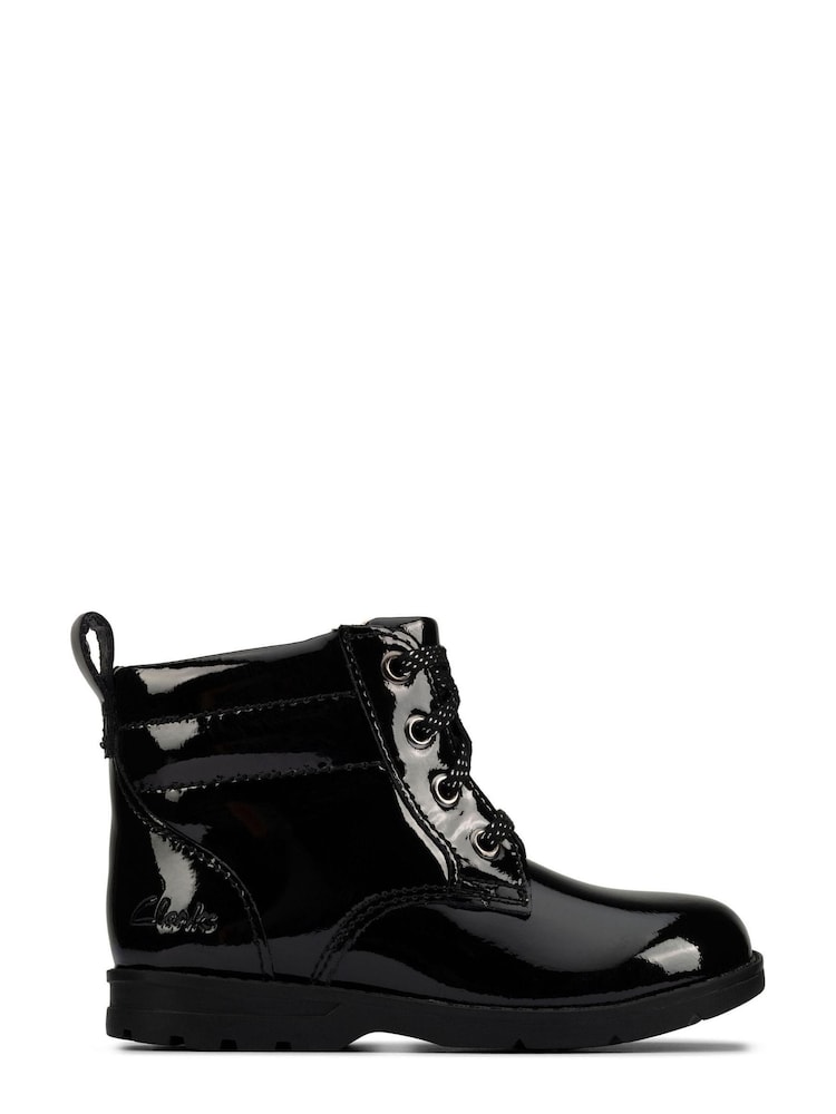 Clarks Black F fit Patent Dabi Lace Boots - Image 1 of 7