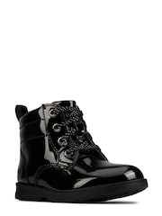Clarks Black F fit Patent Dabi Lace Boots - Image 3 of 7