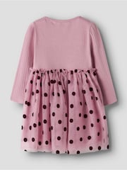 Name It Purple Jersey and Tulle Heart Flocked Dress - Image 2 of 2