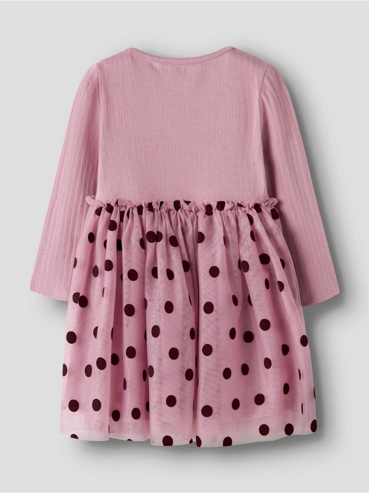 Name It Purple Jersey and Tulle Heart Flocked Dress - Image 2 of 2