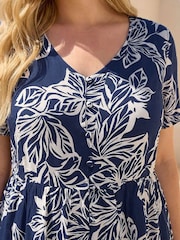 Roman Blue Curve Floral Midi Dress - Image 2 of 3