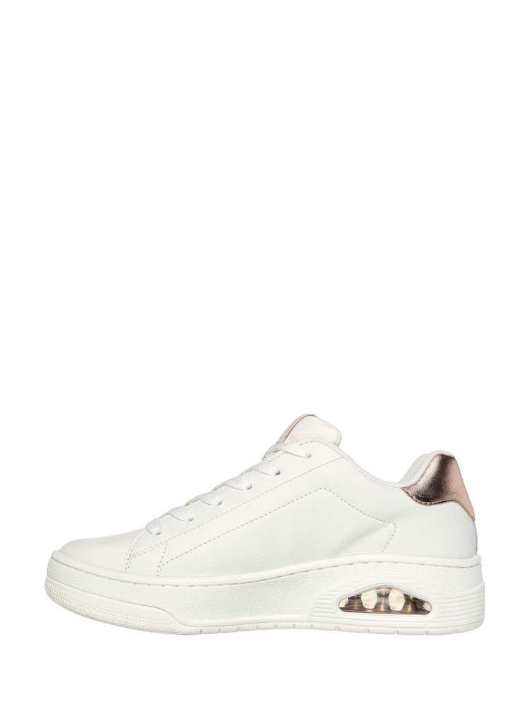 Skechers White Chrome Womens Uno Court Trainers - Image 3 of 6