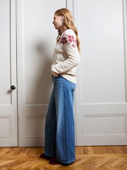 JoJo Maman Bébé Cream Women's Snowflake And Heart Cardigan - Image 4 of 6