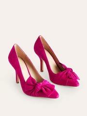 Boden Pink Suede Bow Heeled Courts - Image 3 of 4