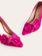 Boden Pink Suede Bow Heeled Courts - Image 4 of 4