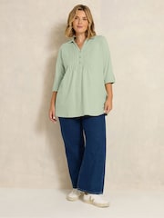 Evans Green Pintuck Henley Top - Image 2 of 6