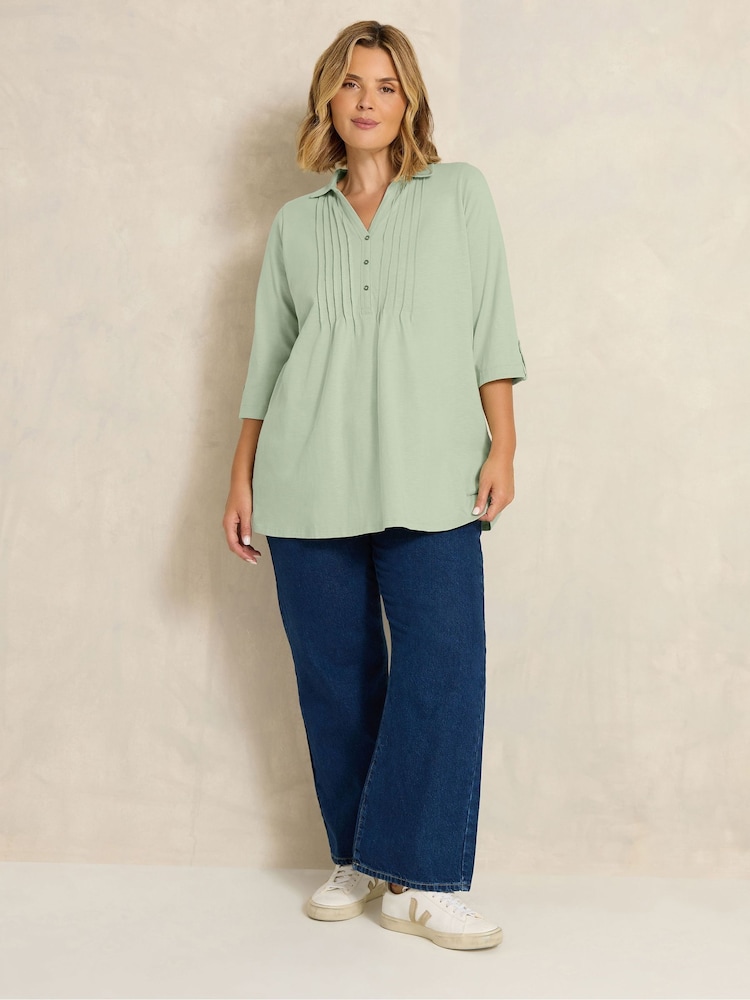 Evans Green Pintuck Henley Top - Image 2 of 6 Evans Green Pintuck Henley Top - Image 2 of 6