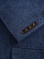 أزرق - تلبيس قياسي - سترة من مزيج الصوف بنمط خيوط نسيج متعاكسة موديل Nova Fides من Signature - صورة 11 من 12