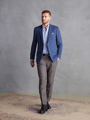 Blue Regular Fit Nova Fides Signature Herringbone Wool Blazer - Image 2 of 6
