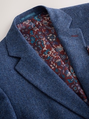 أزرق - تلبيس قياسي - سترة من مزيج الصوف بنمط خيوط نسيج متعاكسة موديل Nova Fides من Signature - صورة 7 من 12