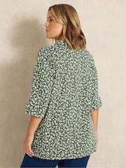 Evans Khaki Green Pintuck Henley Top - Image 3 of 6