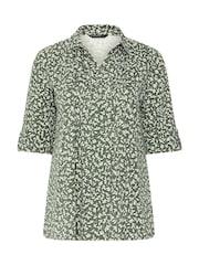Evans Khaki Green Pintuck Henley Top - Image 5 of 6