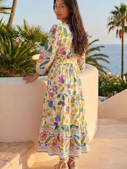 Roman Green Petite Floral Tie Waist Midi Dress - Image 3 of 4