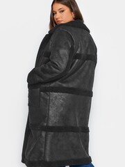 Yours Curve Black Bonded Faux Fur Coat - Image 2 of 4