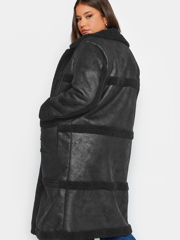 Yours Curve Black Bonded Faux Fur Coat - Image 2 of 4 Yours Curve Black Bonded Faux Fur Coat - Image 2 of 4