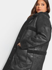 Yours Curve Black Bonded Faux Fur Coat - Image 4 of 4