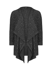 Evans Black Sequin Yarn Waterfall Cardigan - Image 5 of 6