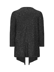 Evans Black Sequin Yarn Waterfall Cardigan - Image 6 of 6