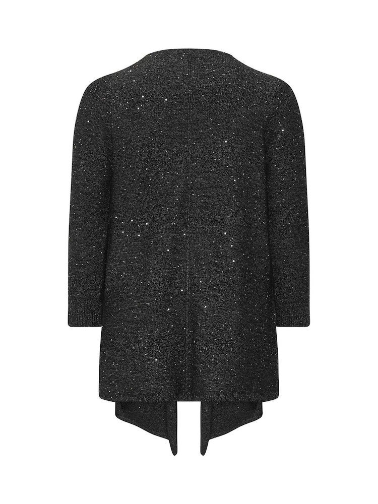 Evans Black Sequin Yarn Waterfall Cardigan - Image 6 of 6 Evans Black Sequin Yarn Waterfall Cardigan - Image 6 of 6
