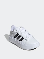 adidas White/Black Sportswear Grand Court Platform Trainers - Image 3 of 8