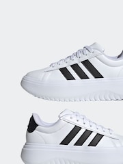 adidas White/Black Sportswear Grand Court Platform Trainers - Image 5 of 8