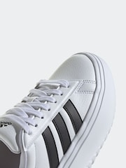 adidas White/Black Sportswear Grand Court Platform Trainers - Image 8 of 8