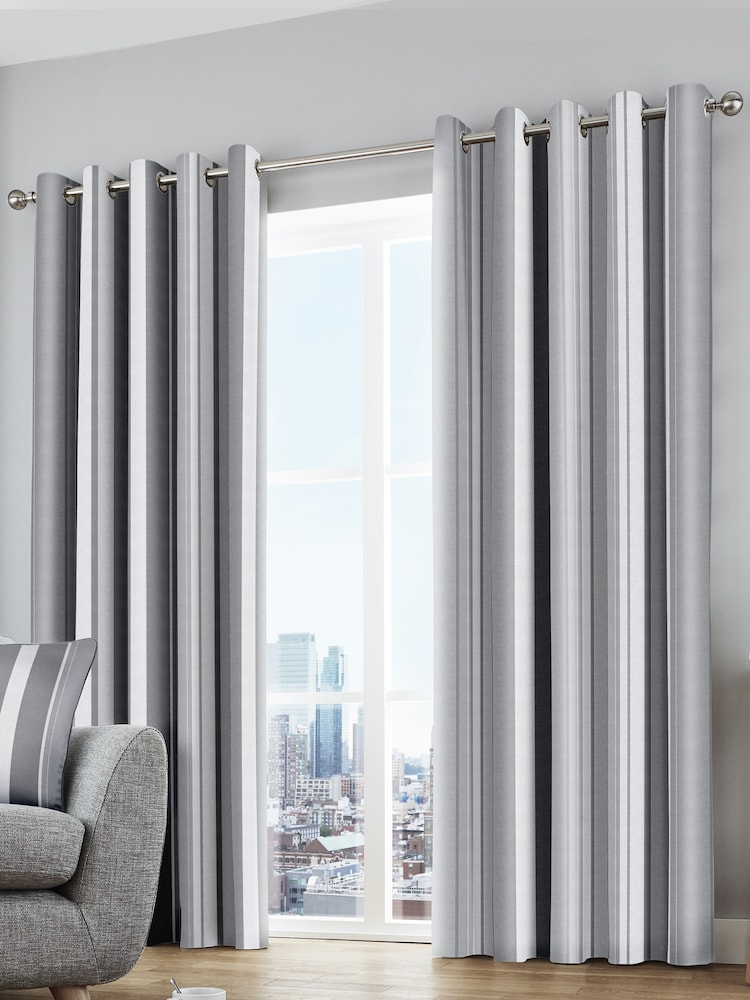 Fusion Grey/White Whitworth Eyelet 100% Cotton Curtains - Image 1 of 1
