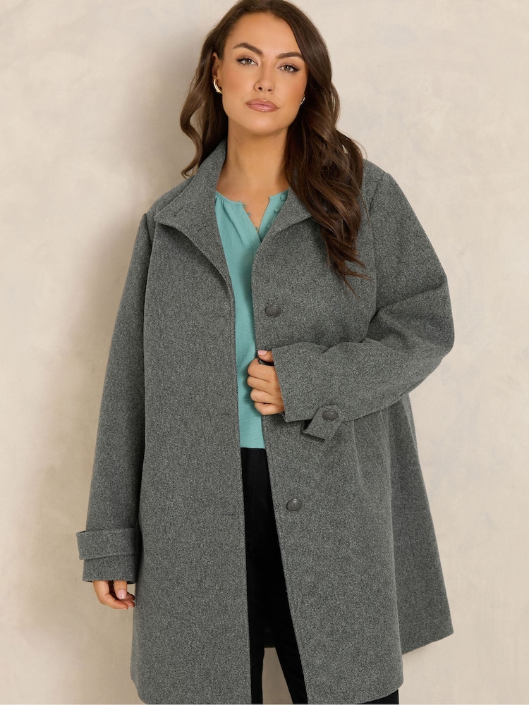 Evans Grey Longline Coat - Image 1 of 6