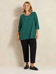 Evans Green Cotton V-Neck Top - Image 2 of 6