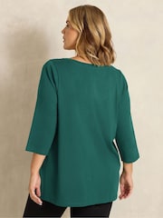 Evans Green Cotton V-Neck Top - Image 3 of 6