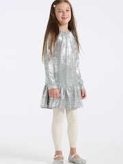 Hatley Silver Shimmer Aline Christmas Party Dress - Image 1 of 2