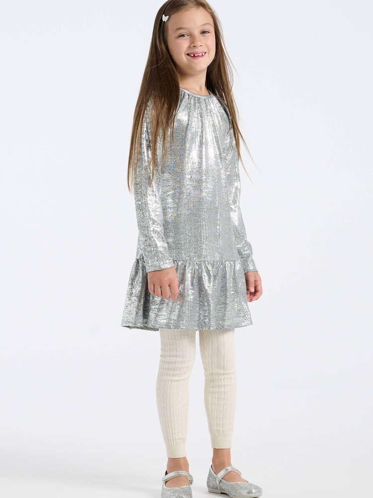 Hatley Silver Shimmer Aline Christmas Party Dress - Image 1 of 2