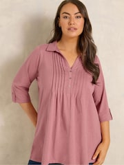 Evans Pink Pintuck Henley Top - Image 1 of 6