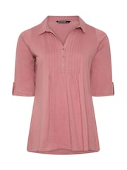 Evans Pink Pintuck Henley Top - Image 5 of 6