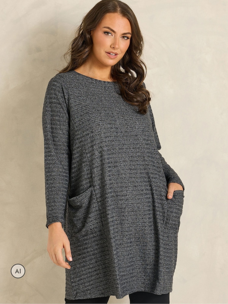 Evans Grey Rib Drop Pocket Tunic - Image 1 of 6 Evans Grey Rib Drop Pocket Tunic - Image 1 of 6