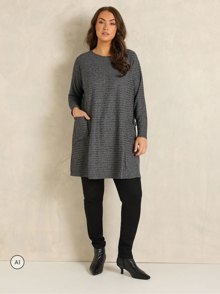 Evans Grey Rib Drop Pocket Tunic - Image 2 of 6 Evans Grey Rib Drop Pocket Tunic - Image 2 of 6