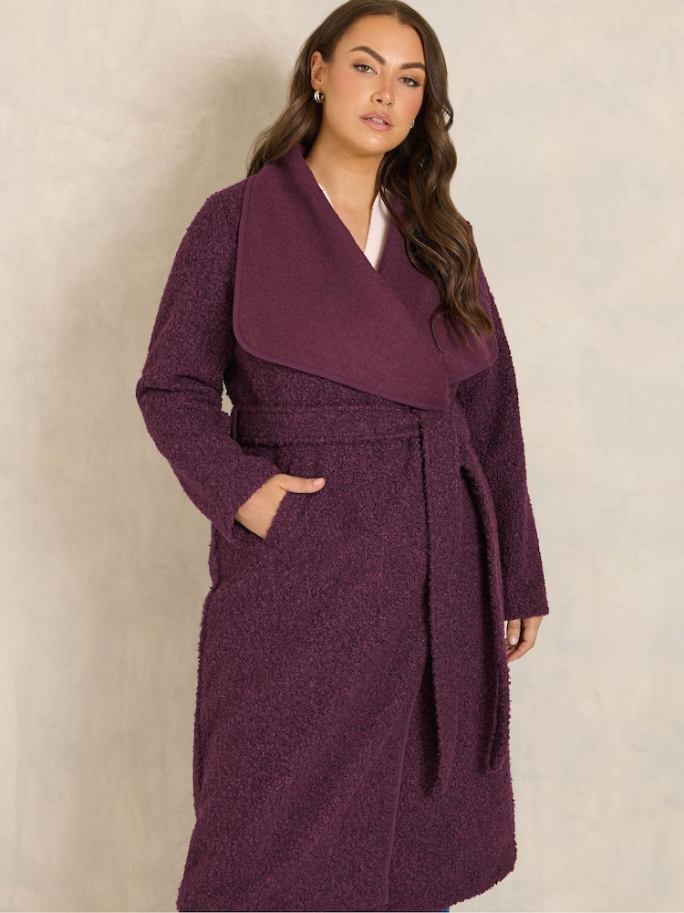 Evans Red Faux Shearling Waterfall Coat - Image 1 of 6 Evans Red Faux Shearling Waterfall Coat - Image 1 of 6